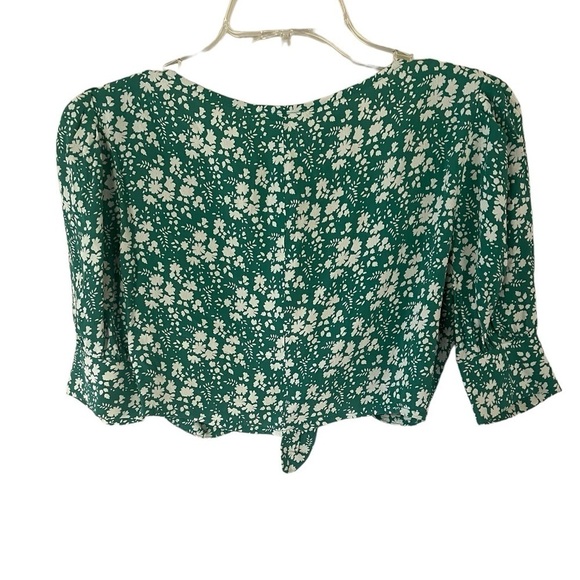 NWT For Love & Lemons Green White Floral Crop Top Size Small‎ - Picture 3 of 8
